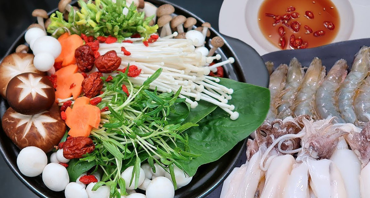 Nguyên liệu tươi ngon cho món lẩu Thái Hải Sản
